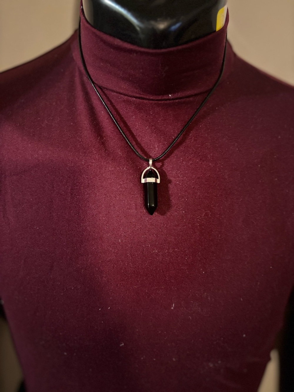 Black Crystal Bullet Pendant Necklace - Women Jewelry